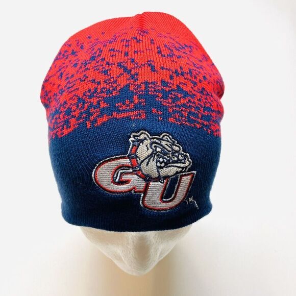 GU Gonzaga Bulldogs Beanie Hat Red Blue Knit Embroidered Logo BECU Winter NCAA - Picture 1 of 4